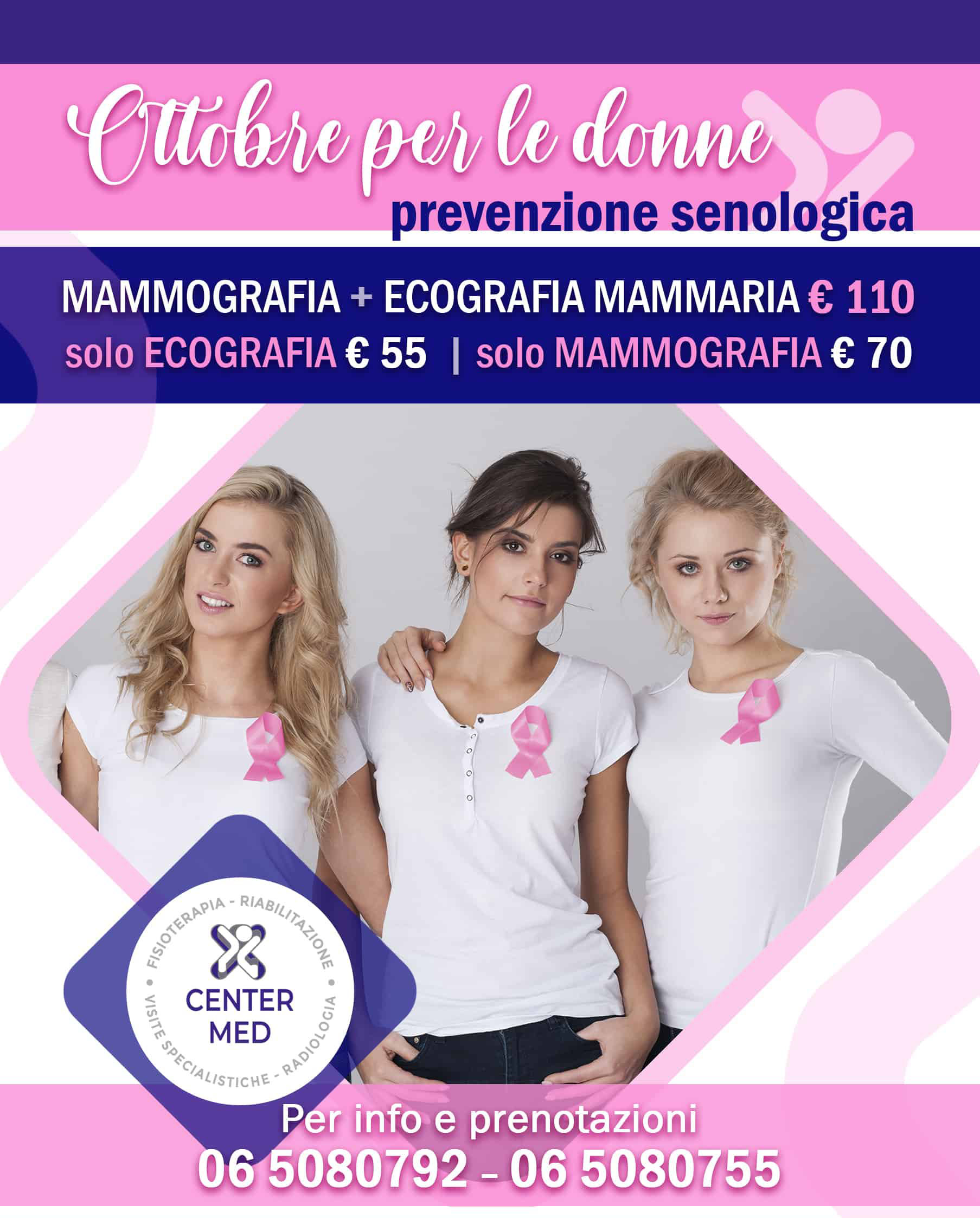 Locandina Centermed Ottobre per le donne - Prevenzione Senologica